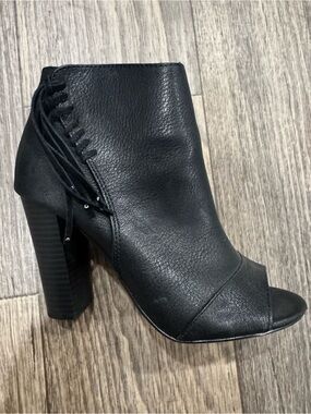 Express Black Peep-Toe Lace-Up Ankle Boot
